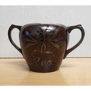 Rex 1915 Brown Sugar Cup w 2 Handles New Orleans Mardi Gras Krewe Favor FA9297